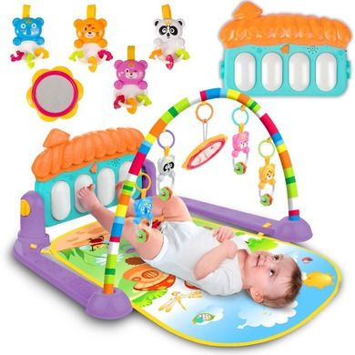 Ricokids, edukacyjna mata interaktywna XXL, z pianinkiem i zabawkami, fioletowa