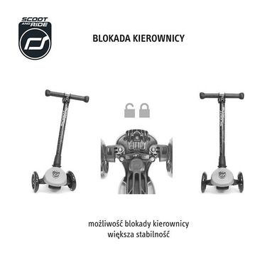 Scoot & Ride, Highwaykick 3 LED, hulajnoga składana ze świecącymi kółkami, Steel