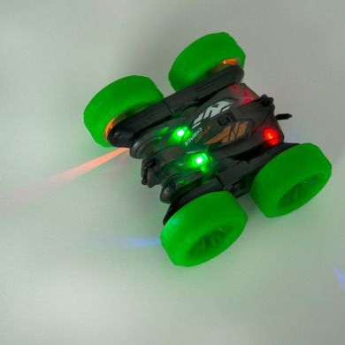 Smiki, Stunt Light Up R/C, samochód kaskaderski, podświetlany pojazd zdalnie sterowany, czarno-zielony