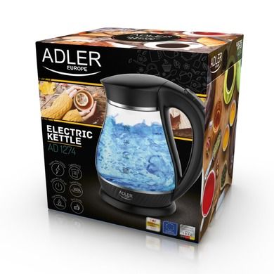 Adler, czajnik elektryczny AD 1274, czarny, 2200W, 1.7 l