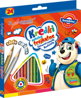 Bambino, kredki ołówkowe, trójkątne, 24 kolory