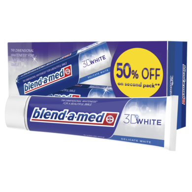 Blend-a-med, 3DWhite Delicate Mint, wybielająca pasta do zębów, 2-100 ml