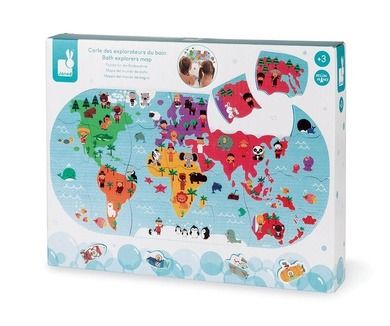 Janod, Mapa świata, puzzle do kąpieli, 28 elementów