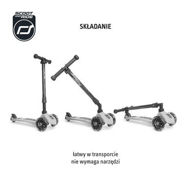 Scoot & Ride, Highwaykick 3 LED, hulajnoga składana ze świecącymi kółkami, Steel