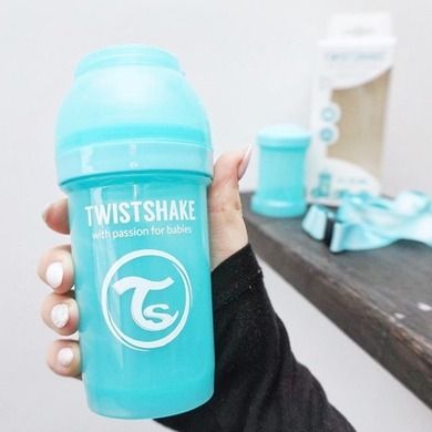 Twistshake, butelka antykolkowa, 180 ml, pastelowa niebieska