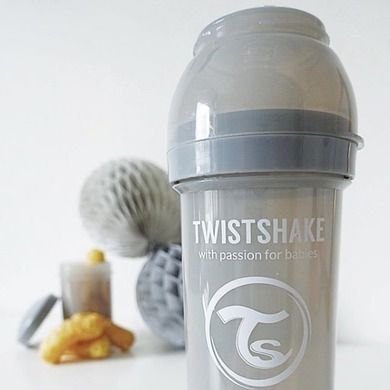 Twistshake, butelka antykolkowa, 260 ml, pastelowa szara