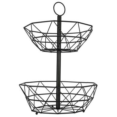 Vilde, koszyk na owoce i warzywa, metalowy, czarny, 2-poziomowy loft, 43 cm