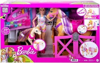 Barbie, Koniki, Stylizacja i opieka, zestaw z lalką i akcesoriami