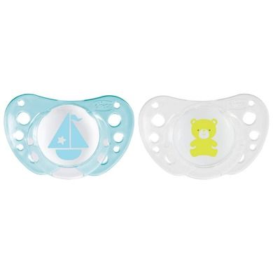 Chicco, PhysioForma Air, smoczek uspokajający, silikonowy, niebieski, 0-6m, 2 szt.