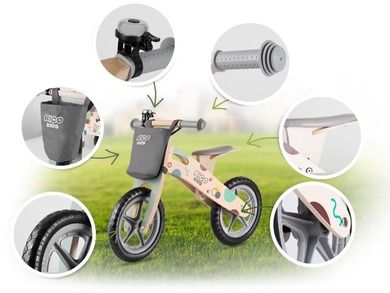 Ricokids, rowerek biegowy, 12 cali, drewniany