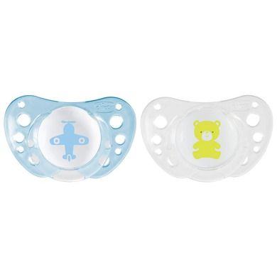 Chicco, PhysioForma Air, smoczek uspokajający, silikonowy, niebieski, 0-6m, 2 szt.