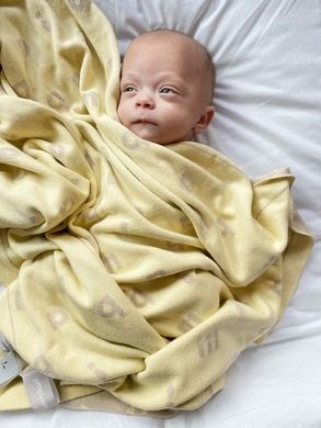 Piapimo, HandyBlanky, Literki, kocyk, żółty, piaskowy, 80-100 cm