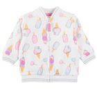 Cool Club, Bluza cu fermoar pentru fete, alb, imprimeu inghetata, imprimeu inghetate