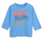 Cool Club, Bluza cu maneca lunga pentru baieti, albastru, imprimeu Smile, happy, play