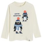 Cool Club, Bluza cu maneca lunga pentru baieti, ecru, imprimeu Winter adventure