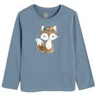 Cool Club, Bluza cu maneca lunga pentru fete, albastru, imprimeu vulpe, paiete duble