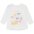 Cool Club, Bluza cu maneca lunga pentru fete, ecru, imprimeu catel, pisica