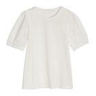 Cool Club, Bluza cu maneca scurta pentru fete, ecru, broderie englezeasca