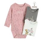 Cool Club, Body cu maneca lunga din bumbac organic pentru fetite, Bambi, set 3 buc.