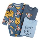 Cool Club, Body cu maneca lunga pentru baieti, albastru, bleumarin, imprimeu Winnie the Pooh, set, 3 buc.