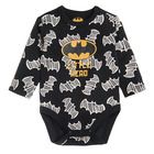Cool Club, Body cu maneca lunga pentru baieti, bumbac organic, negru, imprimeu Batman