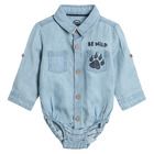 Cool Club, Body cu maneca lunga pentru baieti, denim, imprimeu Be wild