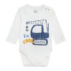 Cool Club, Body cu maneca lunga pentru baieti, ecru, imprimeu I'm cool