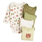 Cool Club, Body cu maneca lunga pentru baieti, verde, ecru, imprimeu animale salbatice, set 5 buc.