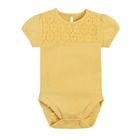 Cool Club, Body cu maneca scurta pentru fete, galben, broderie englezeasca