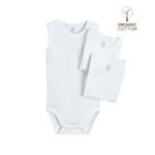 Cool Club, Body fara maneci pentru bebelusi, bumbac organic, alb, set, 3 buc.