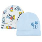 Cool Club, Caciula pentru baieti, gri, albastru, imprimeu Mickey Mouse, set 2 buc.