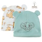 Cool Club, Caciulita pentru baieti, bumbac organic, turcoaz, gri deschis, imprimeu Lion King, set 2 buc.