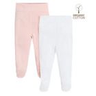 Cool Club, Pantaloni cu botosei pentru fete, bumbac organic, roz, alb, set 2 buc.