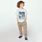 Cool Club, Pantaloni trening pentru baieti, bej, imprimeu Jurassic World