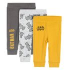 Cool Club, Pantaloni trening pentru baieti, galben, gri, imprimeu Batman, set 3 buc.