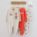 Cool Club, Pijama tip salopeta pentru baieti, bumbac organic, ecru, bej, rosu, Fisher-Price, set 3 buc.