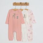 Cool Club, Pijama tip salopeta pentru fete, ecru, roz, imprimeu Bambi, set 3 buc.