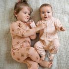 Cool Club, Pijama tip salopeta pentru fete, ecru, roz, set 2 buc.