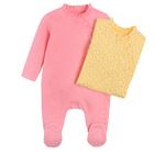 Cool Club, Pijama tip salopeta pentru fete, galben, roz, set, 2 buc.