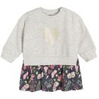 Cool Club, Rochie cu maneca lunga pentru fete, bej-grafit, imprimeu flori, fluturi