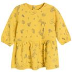 Cool Club, Rochie cu maneca lunga pentru fete, galben, imprimeu animale salbatice