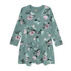 Cool Club, Rochie cu maneca lunga pentru fete, verde, imprimeu flori
