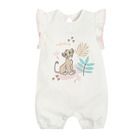 Cool Club, Salopeta rompers alba din bumbac organic pentru fetite, imprimeu Lion King