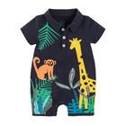 Cool Club, Salopeta Rompers pentru baieti, bleumarin, imprimeu maimuta, girafa