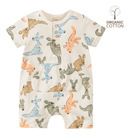 Cool Club, Salopeta Rompers pentru baieti, bumbac organic, bej, imprimeu canguri