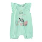 Cool Club, Salopeta Rompers pentru fete, bumbac organic, verde-menta, imprimeu zebra