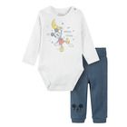Cool Club, Set pentru baieti, body cu maneca lunga, pantaloni, mix de culori, imprimeu Mickey Mouse