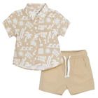 Cool Club, Set pentru baieti, Camasa cu maneca scurta, Pantaloni scurti, bej