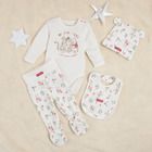 Cool Club, Set pentru bebelusi, Body cu maneca lunga, Pantaloni cu botosei, Caciula, Baveta, ecru, imprimeu Winnie the Pooh