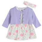 Cool Club, Set pentru fete, Body-rochie cu maneca scurta, Bolero, Bentita, ecru, violet